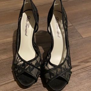 Black lace heels